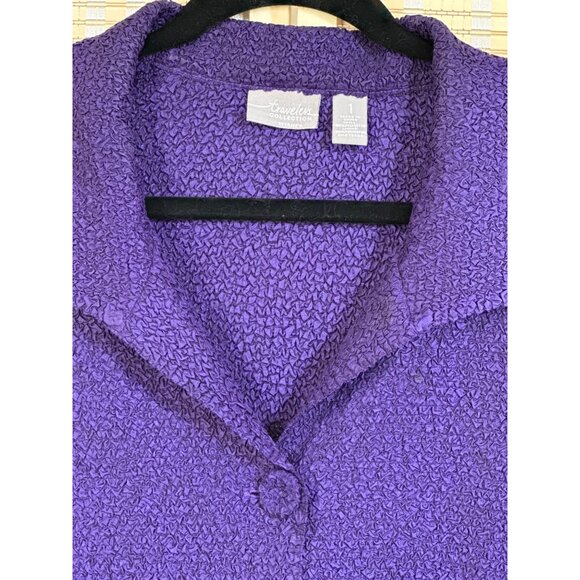 Travelers collection by Chicos popcorn blazer purple Chico size 1 fabric buttons - Picture 5 of 9